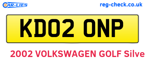 KD02ONP are the vehicle registration plates.