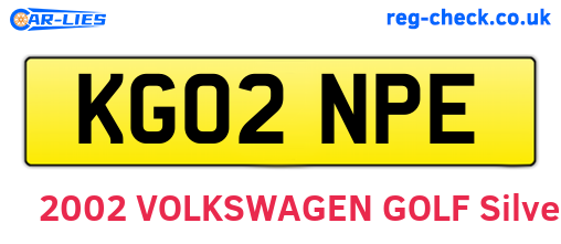 KG02NPE are the vehicle registration plates.