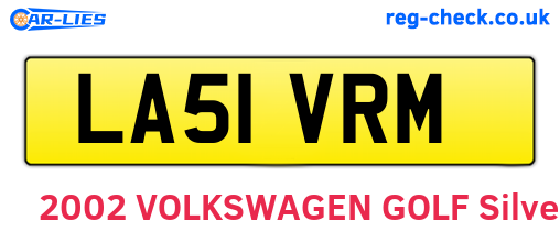 LA51VRM are the vehicle registration plates.