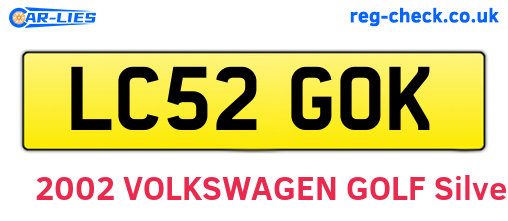 LC52GOK are the vehicle registration plates.