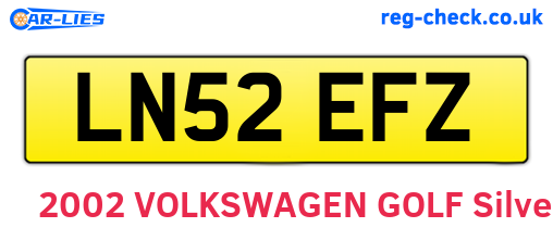 LN52EFZ are the vehicle registration plates.