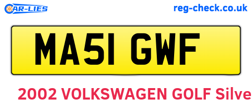 MA51GWF are the vehicle registration plates.