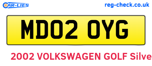 MD02OYG are the vehicle registration plates.