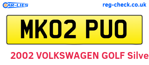 MK02PUO are the vehicle registration plates.