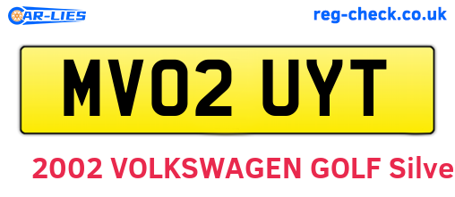MV02UYT are the vehicle registration plates.