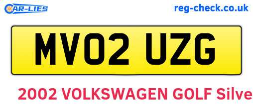MV02UZG are the vehicle registration plates.