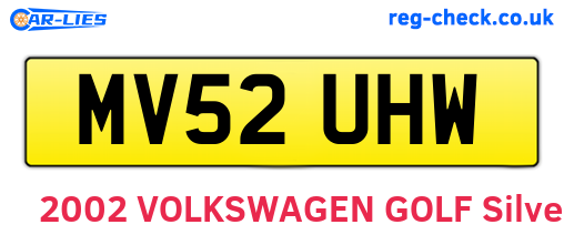 MV52UHW are the vehicle registration plates.