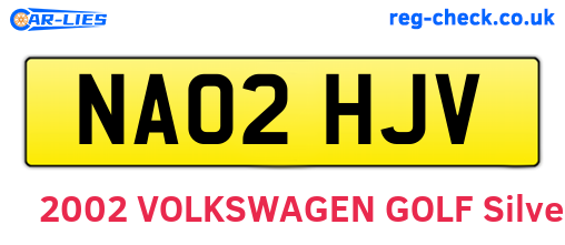 NA02HJV are the vehicle registration plates.