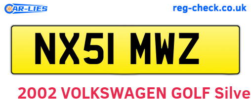 NX51MWZ are the vehicle registration plates.