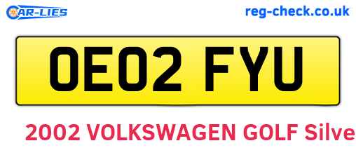 OE02FYU are the vehicle registration plates.