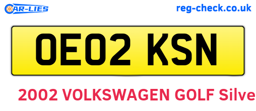 OE02KSN are the vehicle registration plates.