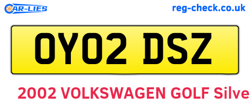 OY02DSZ are the vehicle registration plates.