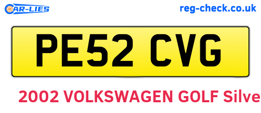 PE52CVG are the vehicle registration plates.
