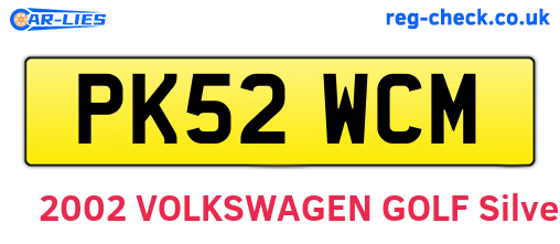 PK52WCM are the vehicle registration plates.