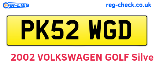 PK52WGD are the vehicle registration plates.