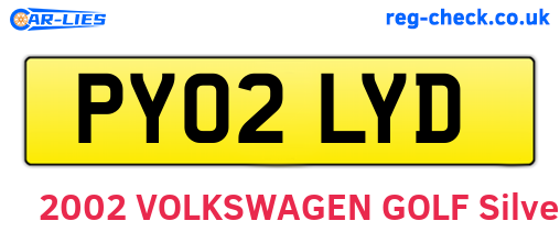 PY02LYD are the vehicle registration plates.