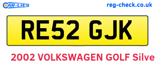RE52GJK are the vehicle registration plates.