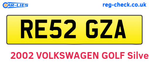 RE52GZA are the vehicle registration plates.