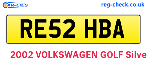 RE52HBA are the vehicle registration plates.