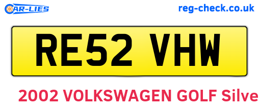 RE52VHW are the vehicle registration plates.