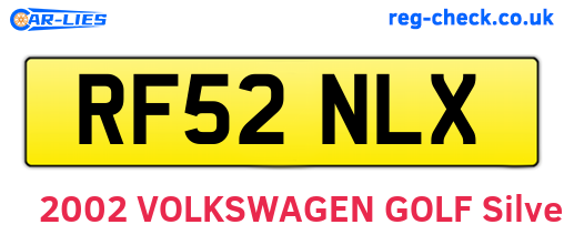 RF52NLX are the vehicle registration plates.