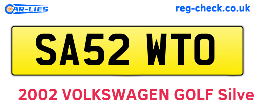 SA52WTO are the vehicle registration plates.