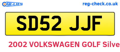 SD52JJF are the vehicle registration plates.