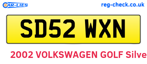 SD52WXN are the vehicle registration plates.
