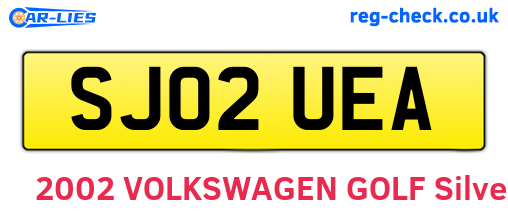 SJ02UEA are the vehicle registration plates.