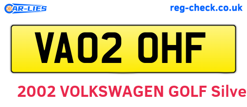 VA02OHF are the vehicle registration plates.