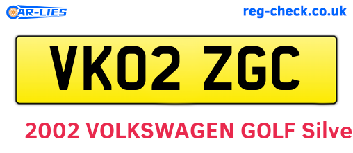 VK02ZGC are the vehicle registration plates.