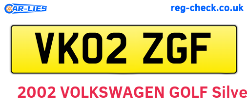 VK02ZGF are the vehicle registration plates.