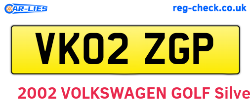 VK02ZGP are the vehicle registration plates.