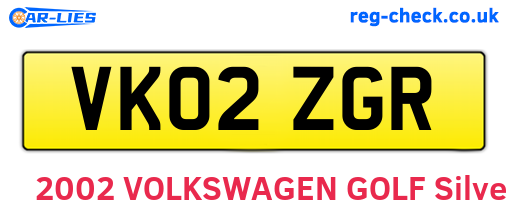 VK02ZGR are the vehicle registration plates.