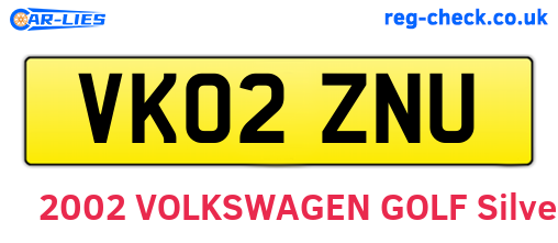 VK02ZNU are the vehicle registration plates.