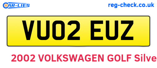 VU02EUZ are the vehicle registration plates.