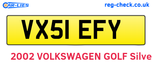 VX51EFY are the vehicle registration plates.