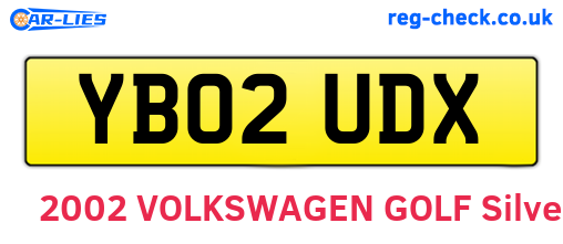 YB02UDX are the vehicle registration plates.