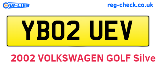 YB02UEV are the vehicle registration plates.