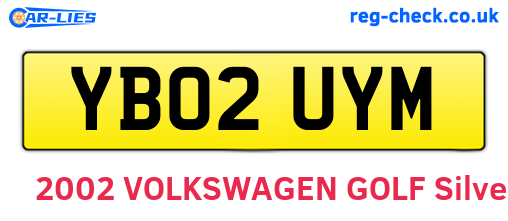 YB02UYM are the vehicle registration plates.