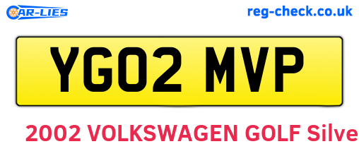 YG02MVP are the vehicle registration plates.