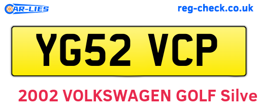 YG52VCP are the vehicle registration plates.