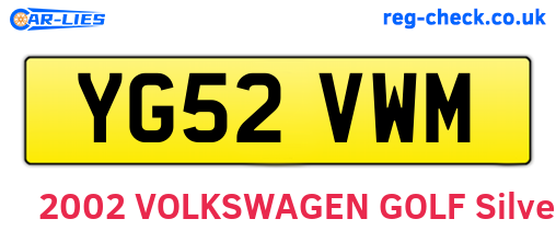 YG52VWM are the vehicle registration plates.