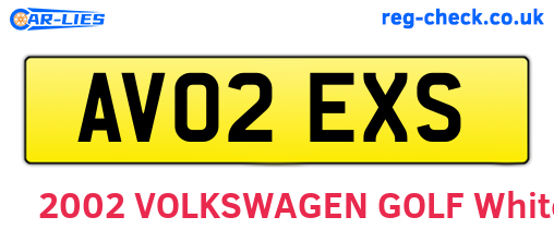 AV02EXS are the vehicle registration plates.