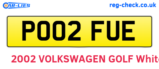 PO02FUE are the vehicle registration plates.