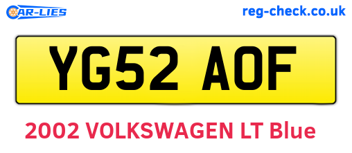 YG52AOF are the vehicle registration plates.