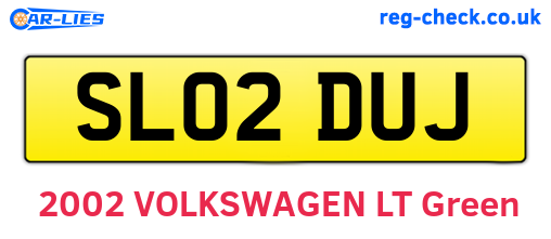 SL02DUJ are the vehicle registration plates.