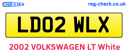 LD02WLX are the vehicle registration plates.