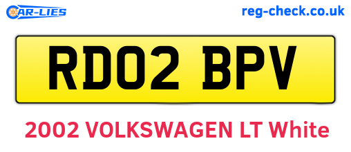 RD02BPV are the vehicle registration plates.