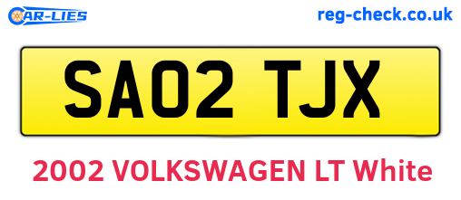 SA02TJX are the vehicle registration plates.